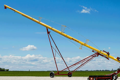 AGI Westfield leg elevators installed at a modern grain facility.